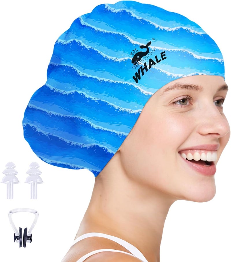 Whale Extra Large Swim Cap Designed for Men and Women with Thick, Long Hair, Hair Extensions Or Afro-Textured Hair Long-Hair Swim Cap Highly Waterproof to Keep Hair Dry - Image 1